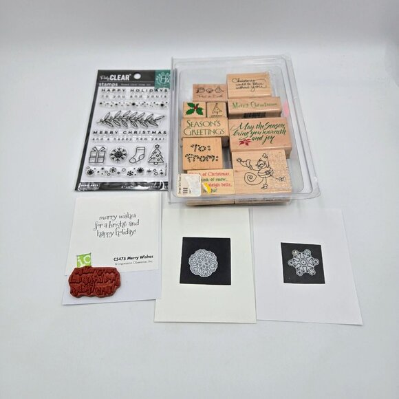 Christmas Crafts Lot Hero Arts Border Stamps Wood Snowflake Dies Merry Wishes - Picture 2 of 16